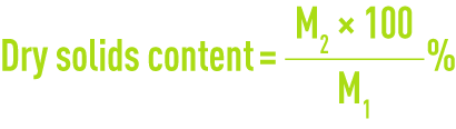 Formula: total solids contente dry matter - dry solids content