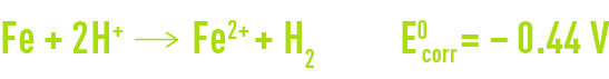 Formula: corrosion in iron in the absence of oxygen - global corrosion reaction
