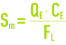 Formula: settling tank - Influence of solids loading minimum section of Sm 