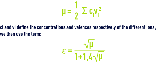 Formula: pHS - The equilibriums and their thermodynamic constants - concentrations and valences respectively of the different ions