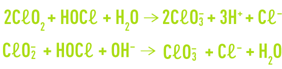 Formule : hypochlorous acid will oxidise chlorine dioxide