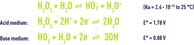 Formula: Hydrogen peroxide - acid nature and to its oxidising