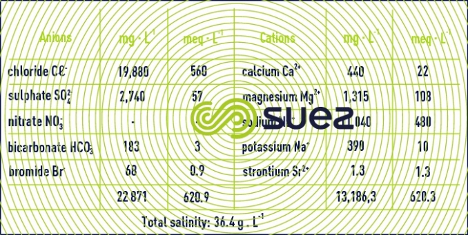 Typical seawater analysis 