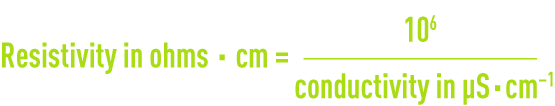 formula: characteristic solution constants - Resistivity in ohms . cm