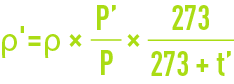 formula: Characteristic constants of gases  - density ρ'