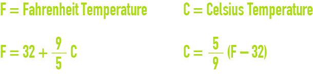 formula: International system of units and old Imperial units - temperature