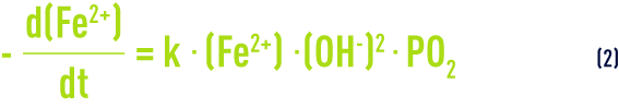Formula: eliminating iron - oxidised by oxygen / kinetics