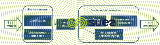 seawater treatment process injection of steam
